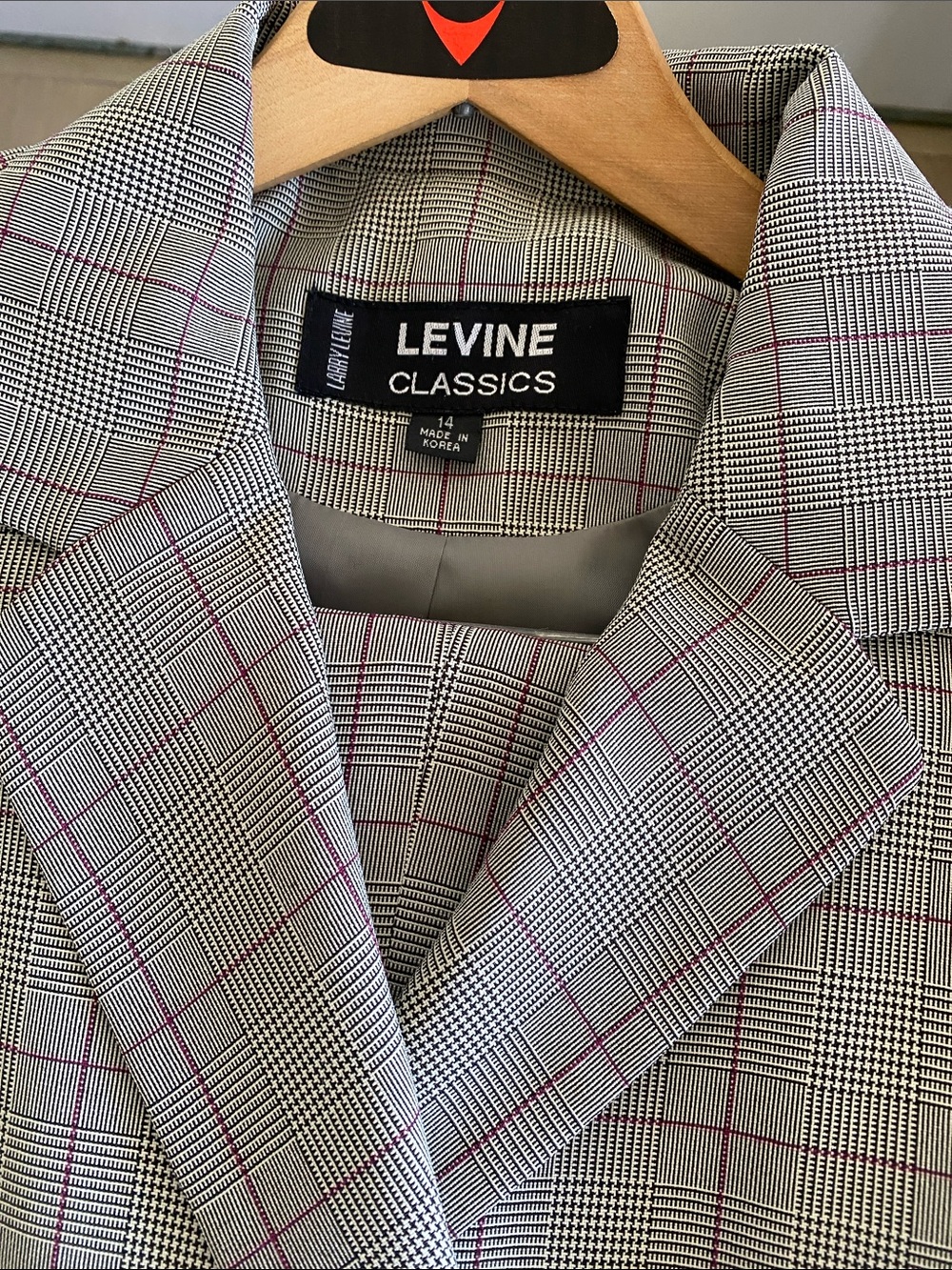 Women's 3 piece Blazer Pants Skirt  Levine Classic Business Suit GreyGlen Plaid